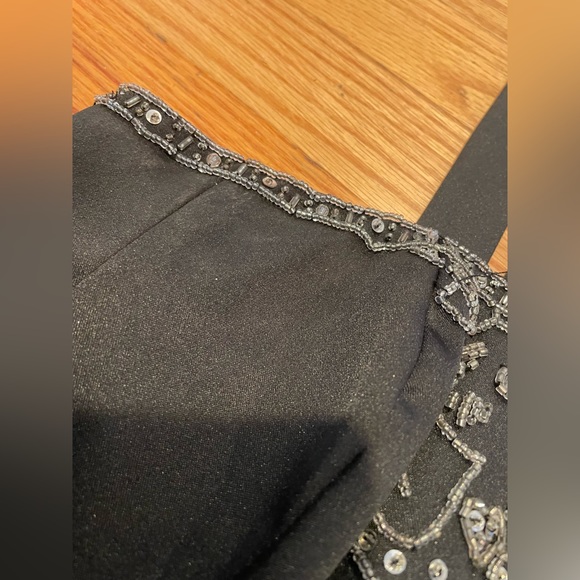 Vintage Black Embellished Sleeveless Bustier Holiday Formal Crop Top - Picture 6 of 7